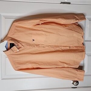 American Eagle Outfitters Orange & White Small Check Long Sleeve Button Down Med